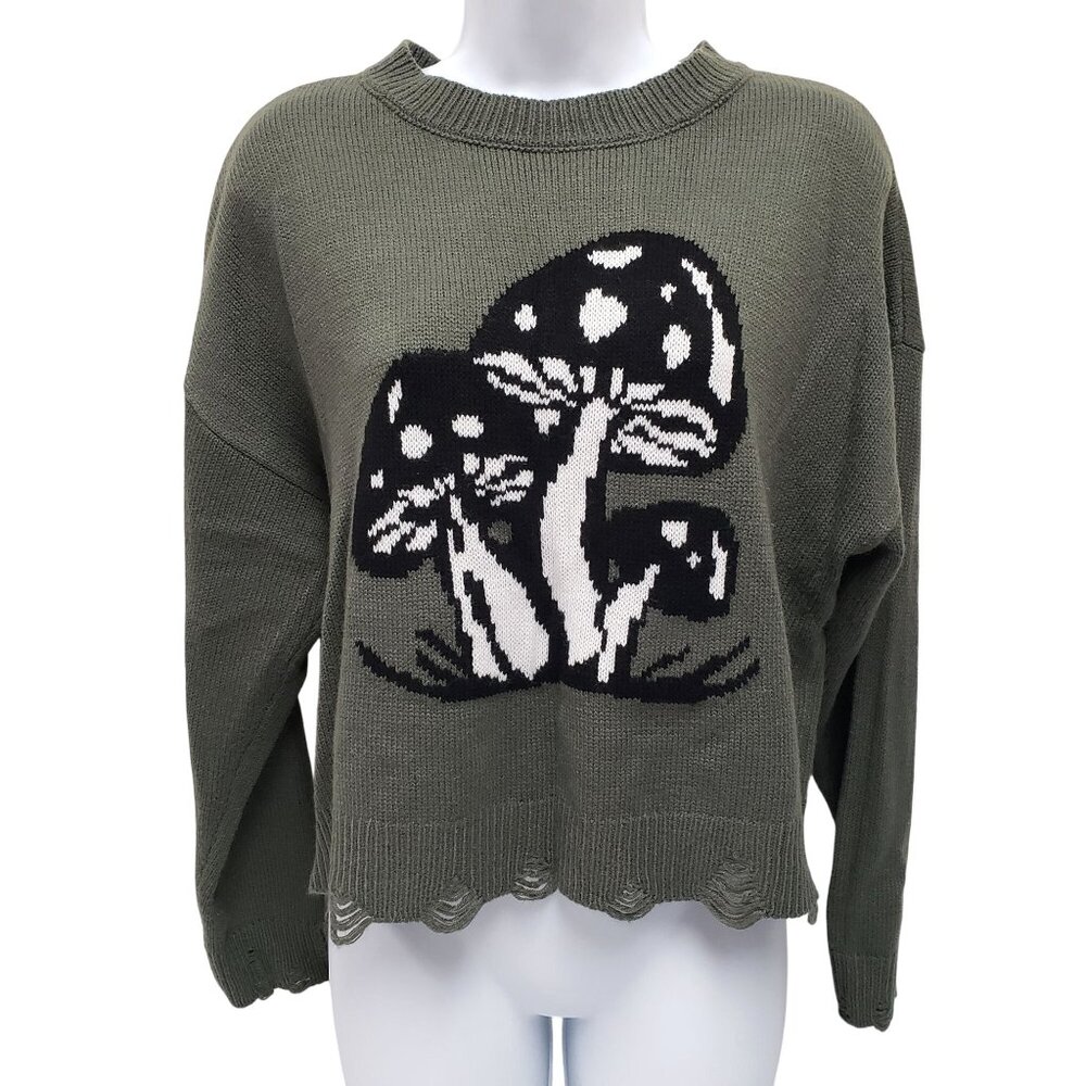 No Boundaries Womens Cropped Mushroom Sweater Size XXL Juniors 19
